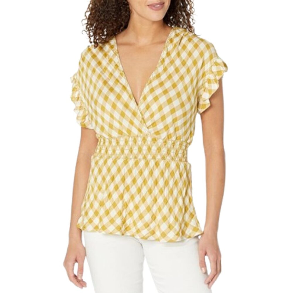 Max Studio Women's Smocked Waist Flutter Sleeve Blouse XL